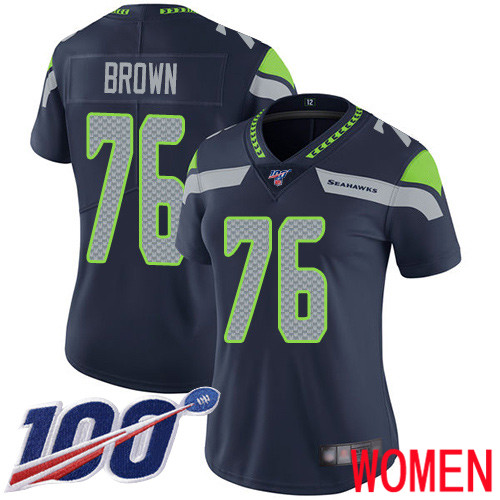 Seattle Seahawks Limited Navy Blue Women Duane Brown Home Jersey NFL Football #76 100th Season Vapor Untouchable->seattle seahawks->NFL Jersey